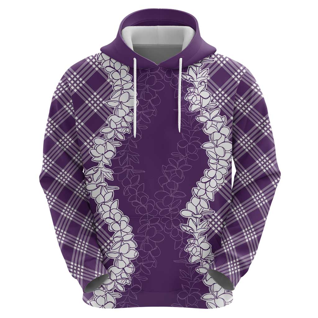 Hawaii Aloha Plumeria Lei Violet Palaka Hoodie - Polynesian Pride