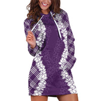 Hawaii Aloha Plumeria Lei Violet Palaka Hoodie Dress - Polynesian Pride