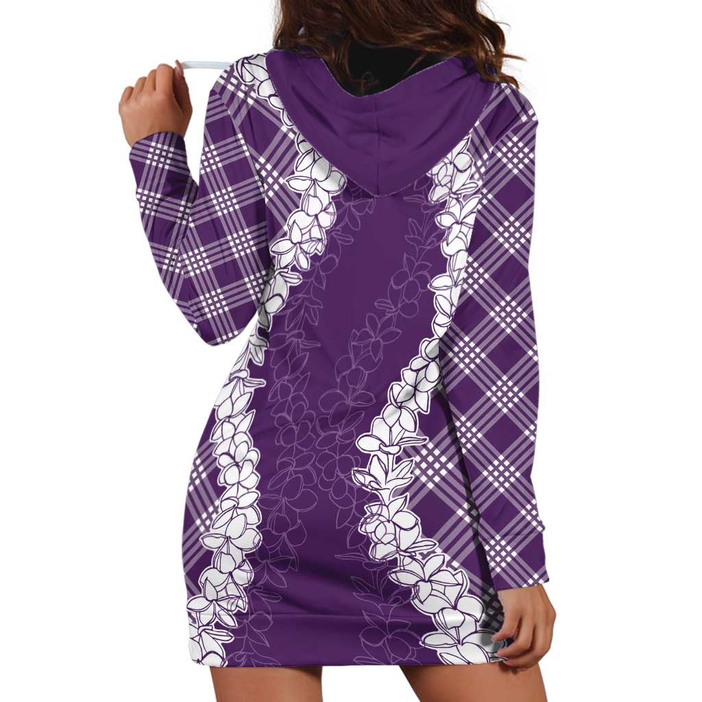 Hawaii Aloha Plumeria Lei Violet Palaka Hoodie Dress - Polynesian Pride
