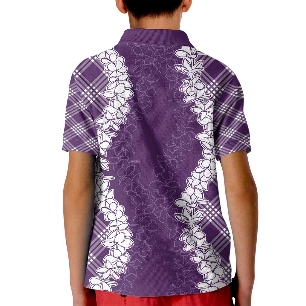 Hawaii Aloha Plumeria Lei Violet Palaka Kid Polo Shirt - Polynesian Pride