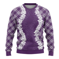 Hawaii Aloha Plumeria Lei Violet Palaka Ugly Christmas Sweater - Polynesian Pride