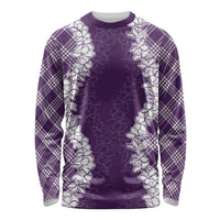 Hawaii Aloha Plumeria Lei Violet Palaka Long Sleeve Shirt - Polynesian Pride