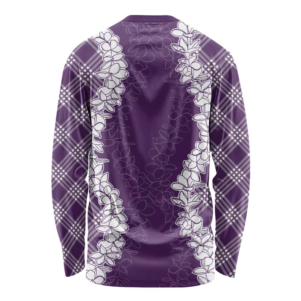 Hawaii Aloha Plumeria Lei Violet Palaka Long Sleeve Shirt - Polynesian Pride