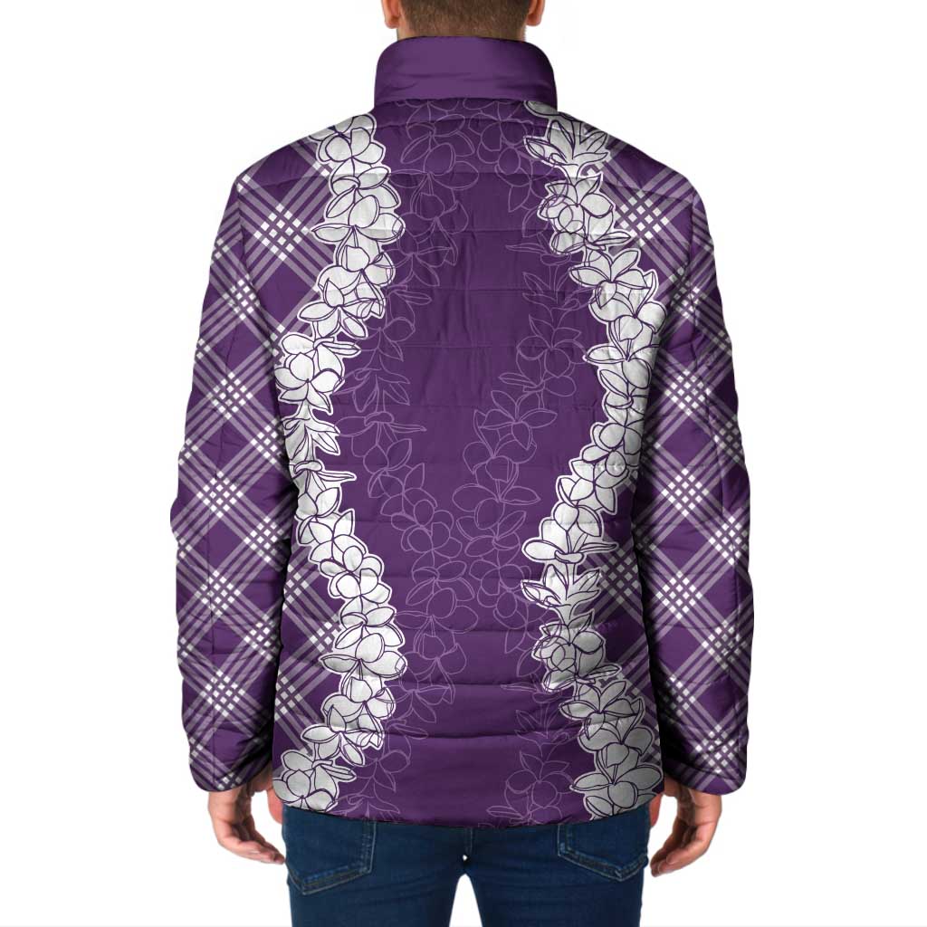 Hawaii Aloha Plumeria Lei Violet Palaka Padded Jacket LT7 - Polynesian Pride