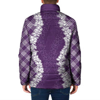 Hawaii Aloha Plumeria Lei Violet Palaka Padded Jacket LT7 - Polynesian Pride