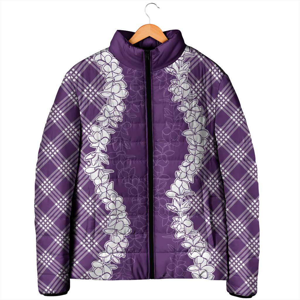 Hawaii Aloha Plumeria Lei Violet Palaka Padded Jacket LT7 - Polynesian Pride