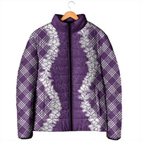 Hawaii Aloha Plumeria Lei Violet Palaka Padded Jacket LT7 - Polynesian Pride
