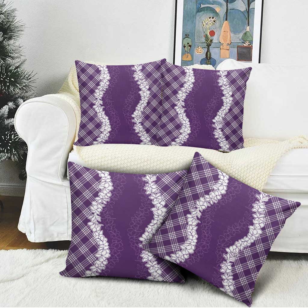 Hawaii Aloha Plumeria Lei Violet Palaka Pillow Cover - Polynesian Pride