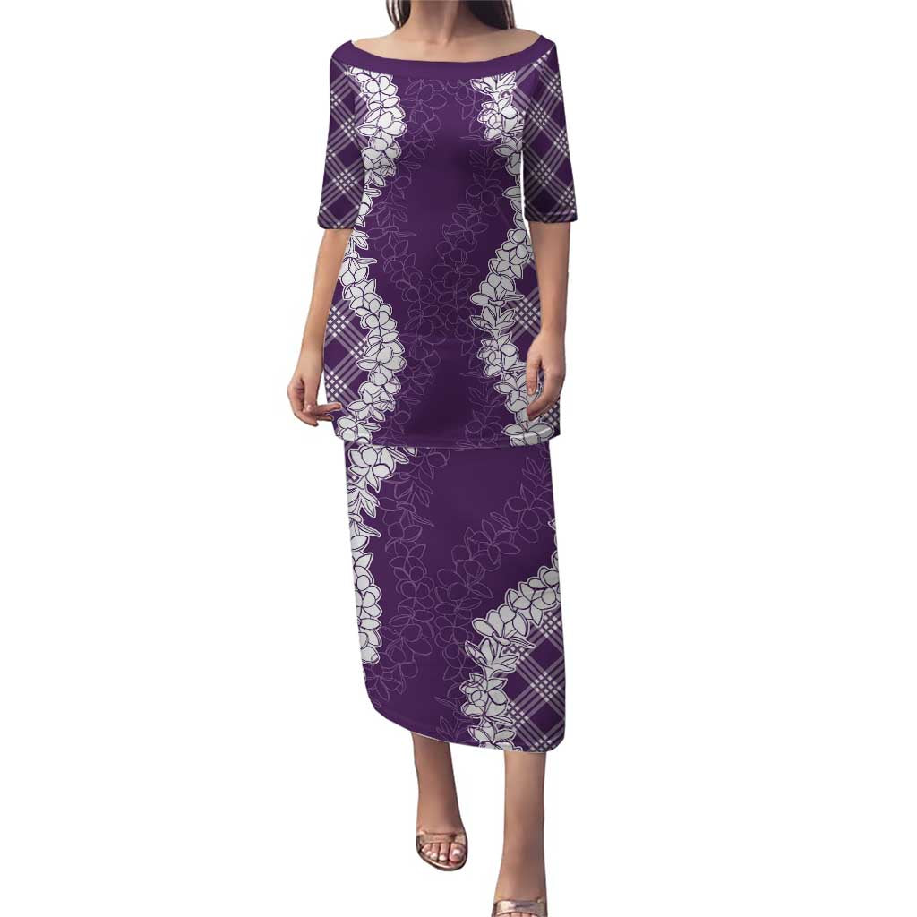 Hawaii Aloha Plumeria Lei Violet Palaka Puletasi - Polynesian Pride