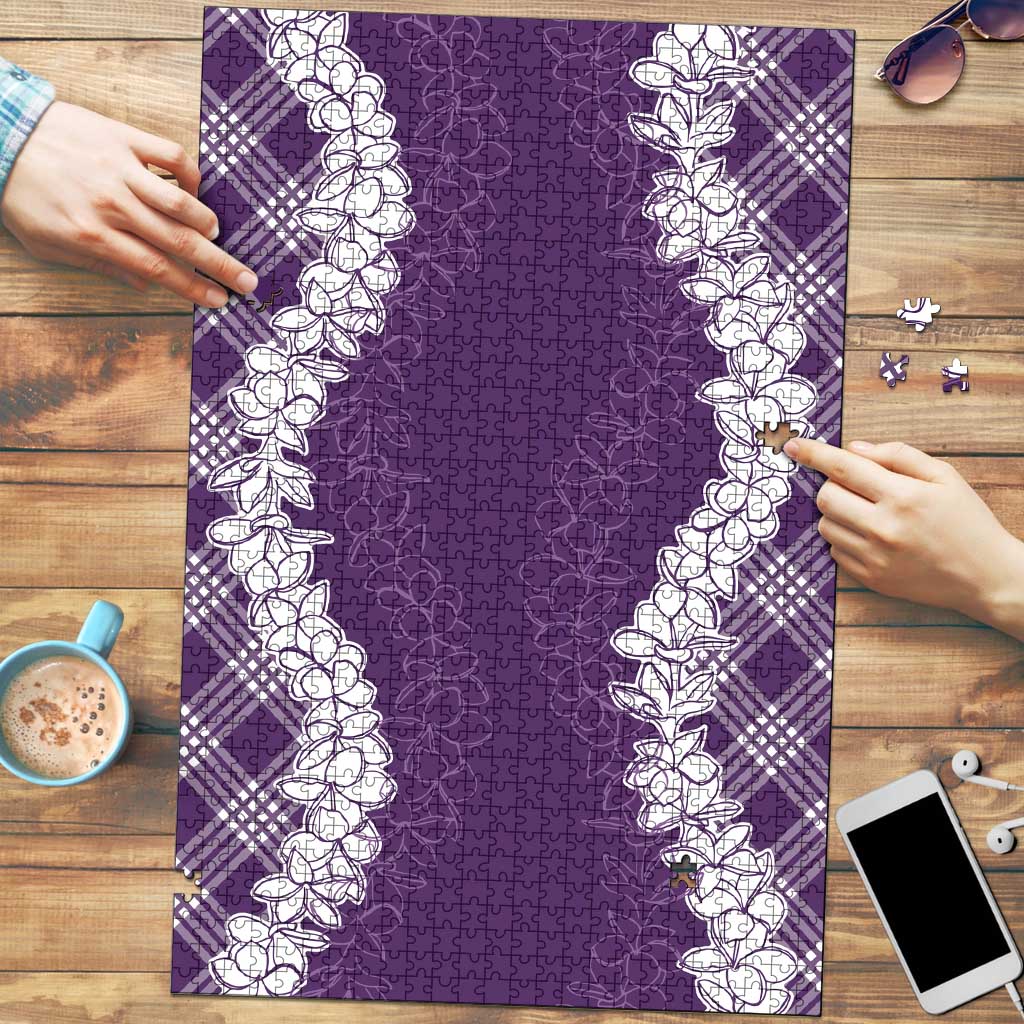Hawaii Aloha Plumeria Lei Violet Palaka Puzzle LT7 Violet - Polynesian Pride
