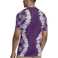 Hawaii Aloha Plumeria Lei Violet Palaka Rugby Jersey - Polynesian Pride