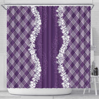 Hawaii Aloha Plumeria Lei Violet Palaka Shower Curtain - Polynesian Pride