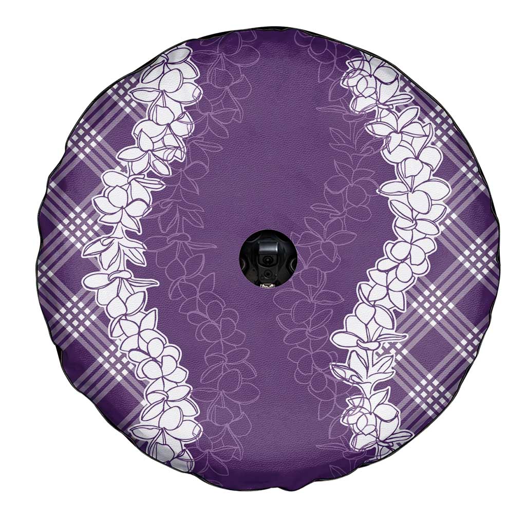 Hawaii Aloha Plumeria Lei Violet Palaka Spare Tire Cover - Polynesian Pride