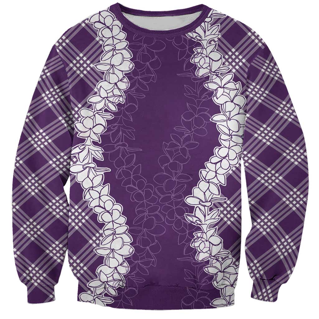 Hawaii Aloha Plumeria Lei Violet Palaka Sweatshirt LT7 Unisex Violet - Polynesian Pride