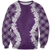 Hawaii Aloha Plumeria Lei Violet Palaka Sweatshirt LT7 Unisex Violet - Polynesian Pride
