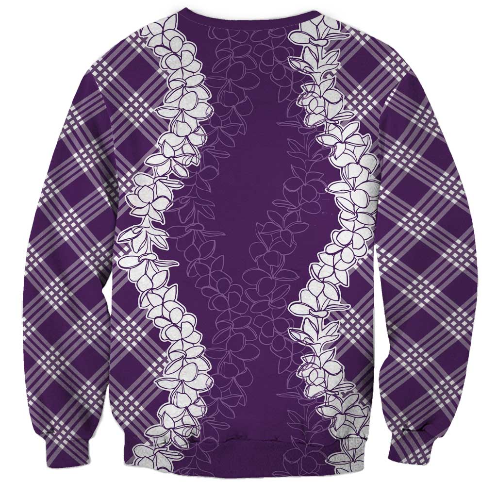 Hawaii Aloha Plumeria Lei Violet Palaka Sweatshirt LT7 - Polynesian Pride