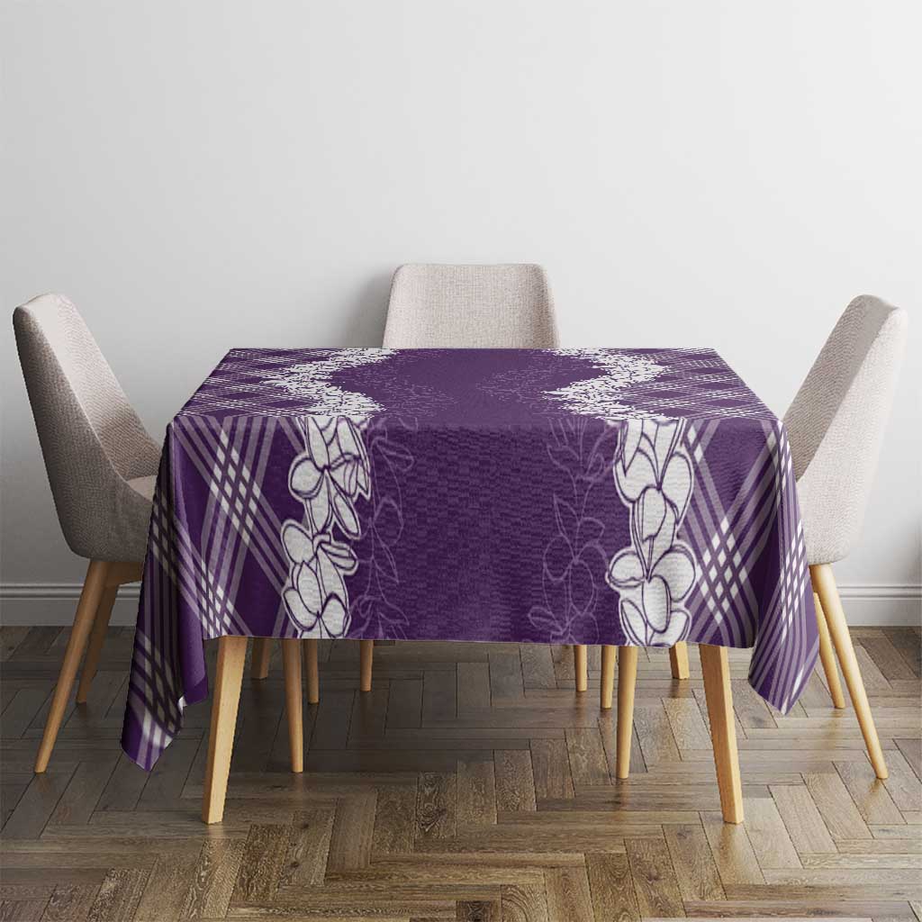 Hawaii Aloha Plumeria Lei Violet Palaka Tablecloth - Polynesian Pride