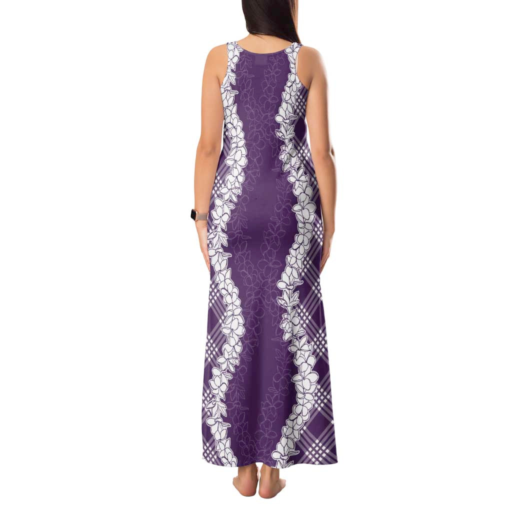 Hawaii Aloha Plumeria Lei Violet Palaka Tank Maxi Dress - Polynesian Pride