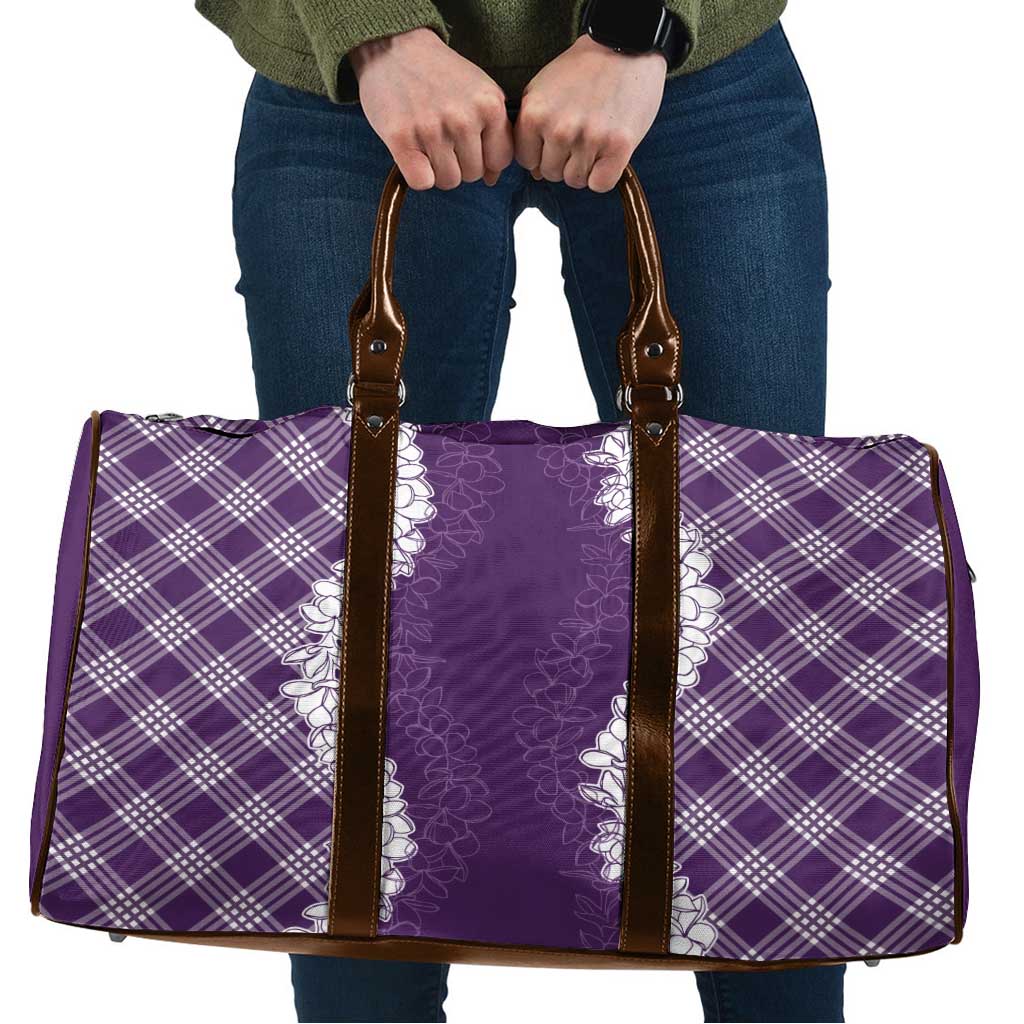 Hawaii Aloha Plumeria Lei Violet Palaka Travel Bag - Polynesian Pride