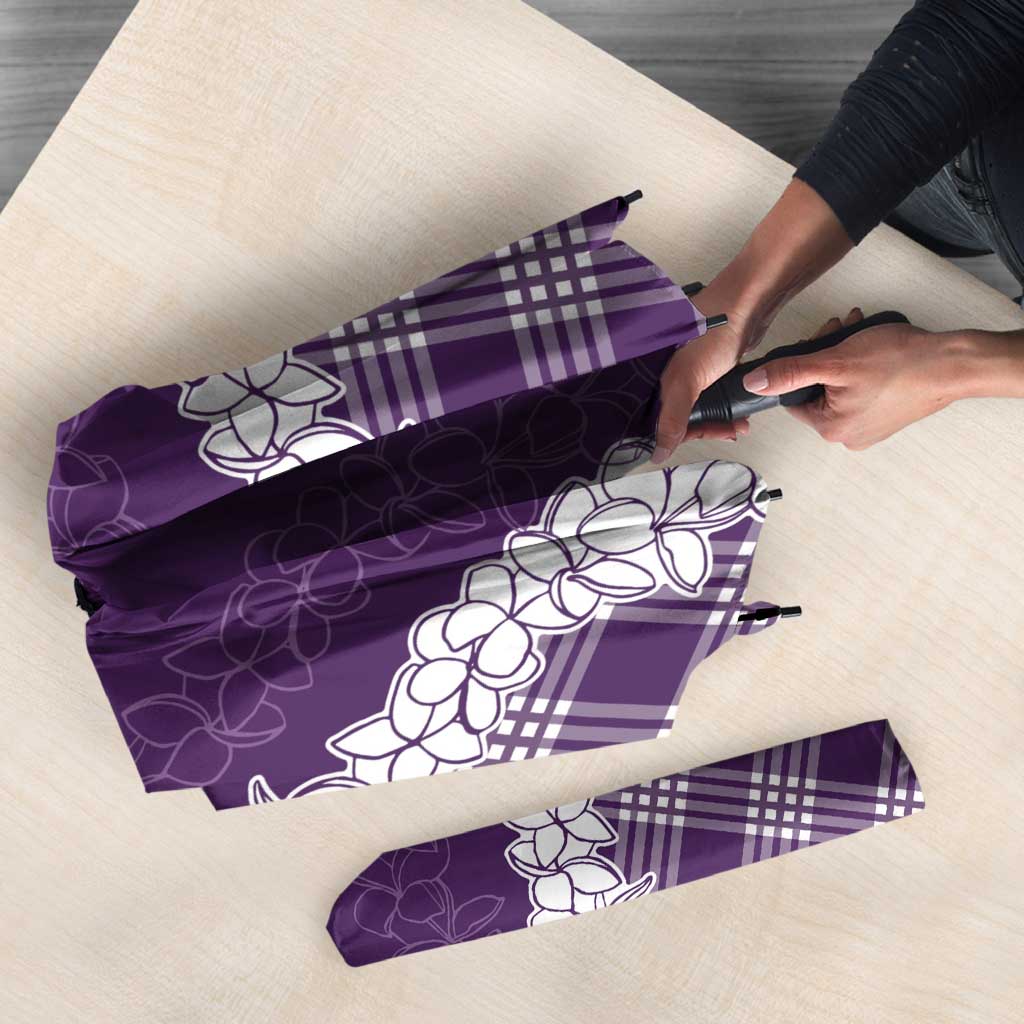 Hawaii Aloha Plumeria Lei Violet Palaka Umbrella - Polynesian Pride