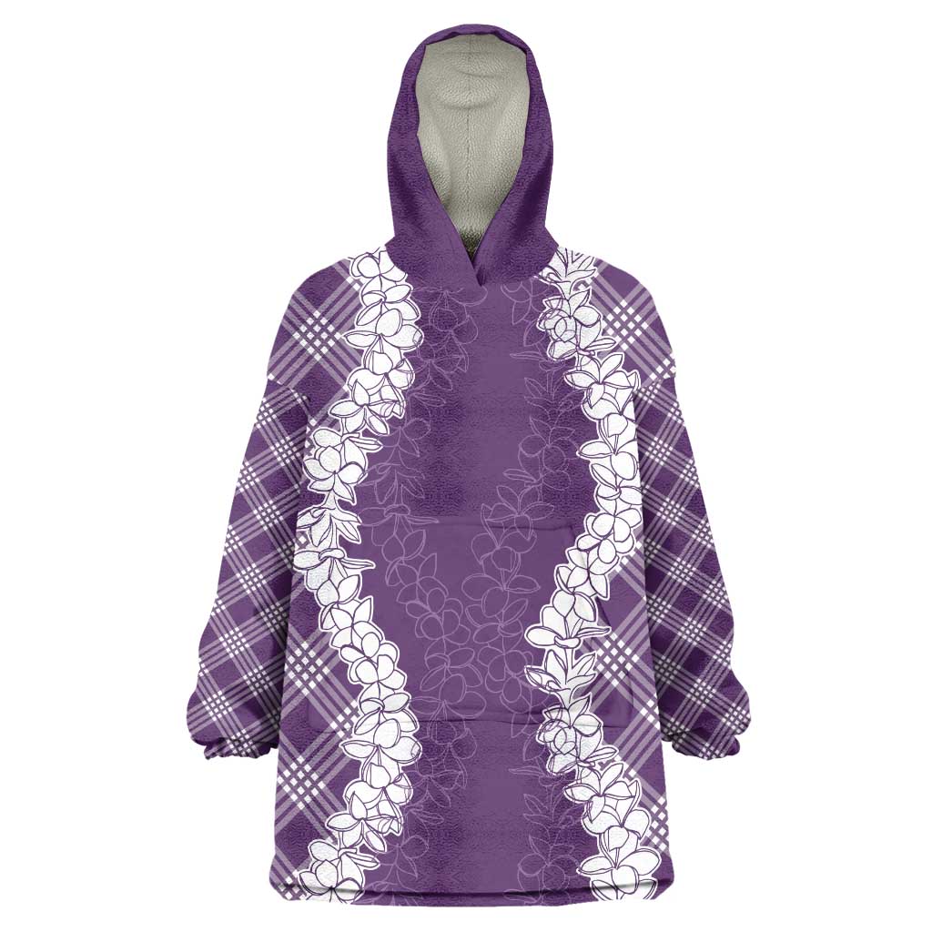 Hawaii Aloha Plumeria Lei Violet Palaka Wearable Blanket Hoodie LT7 One Size Violet - Polynesian Pride