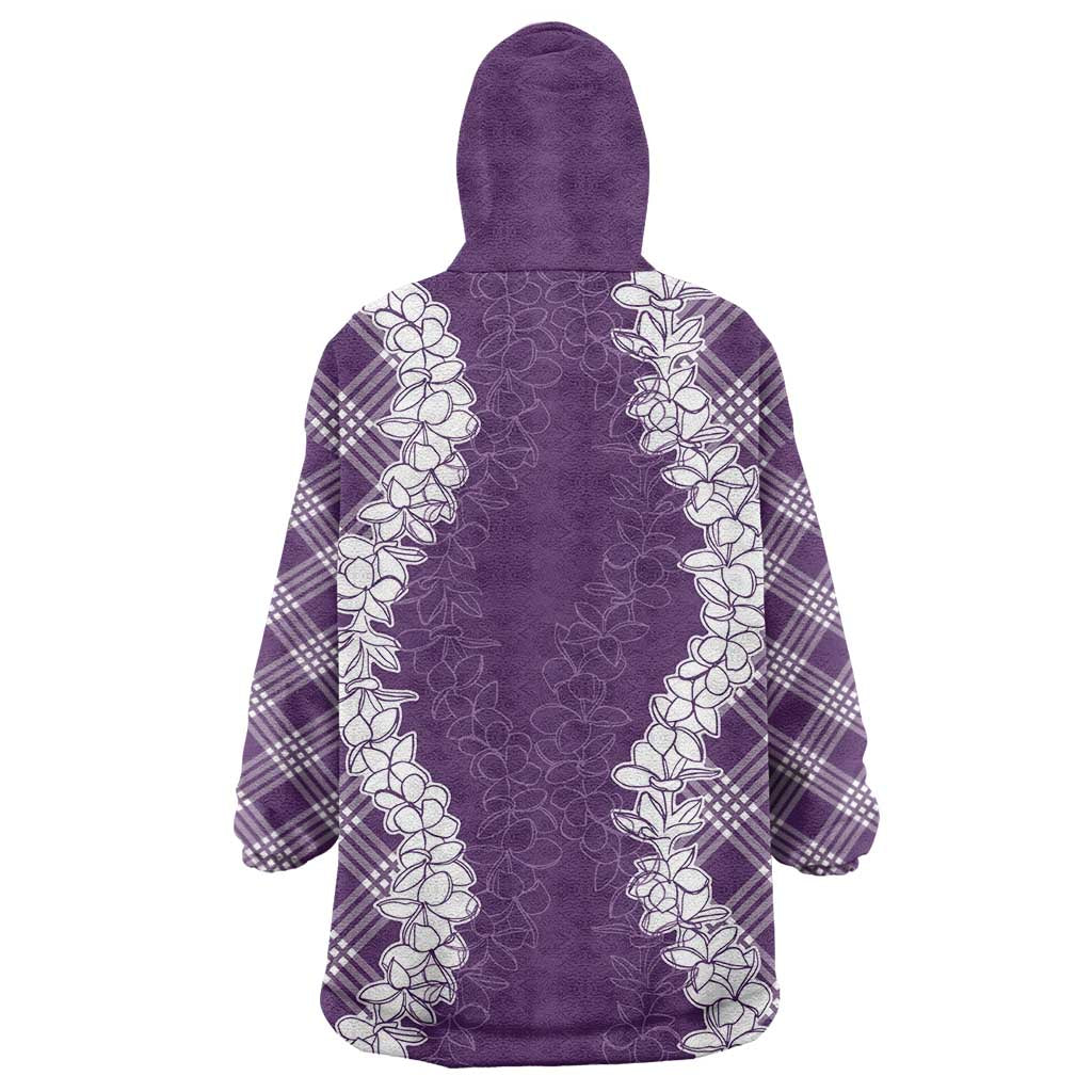Hawaii Aloha Plumeria Lei Violet Palaka Wearable Blanket Hoodie LT7 - Polynesian Pride