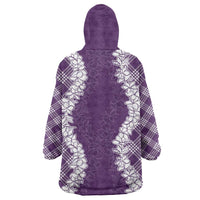 Hawaii Aloha Plumeria Lei Violet Palaka Wearable Blanket Hoodie LT7 - Polynesian Pride