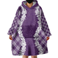Hawaii Aloha Plumeria Lei Violet Palaka Wearable Blanket Hoodie LT7 - Polynesian Pride