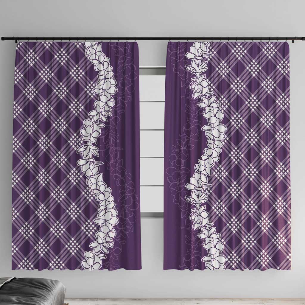 Hawaii Aloha Plumeria Lei Violet Palaka Window Curtain - Polynesian Pride