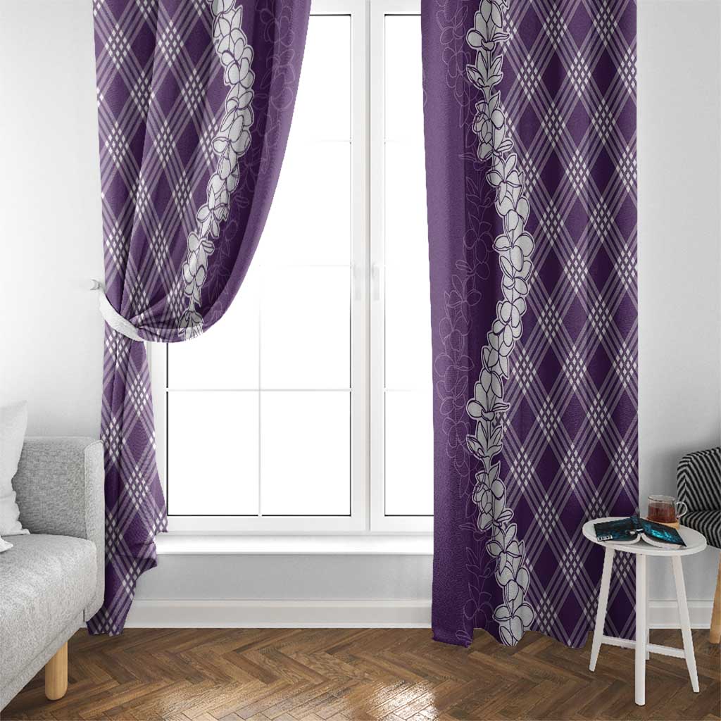 Hawaii Aloha Plumeria Lei Violet Palaka Window Curtain - Polynesian Pride