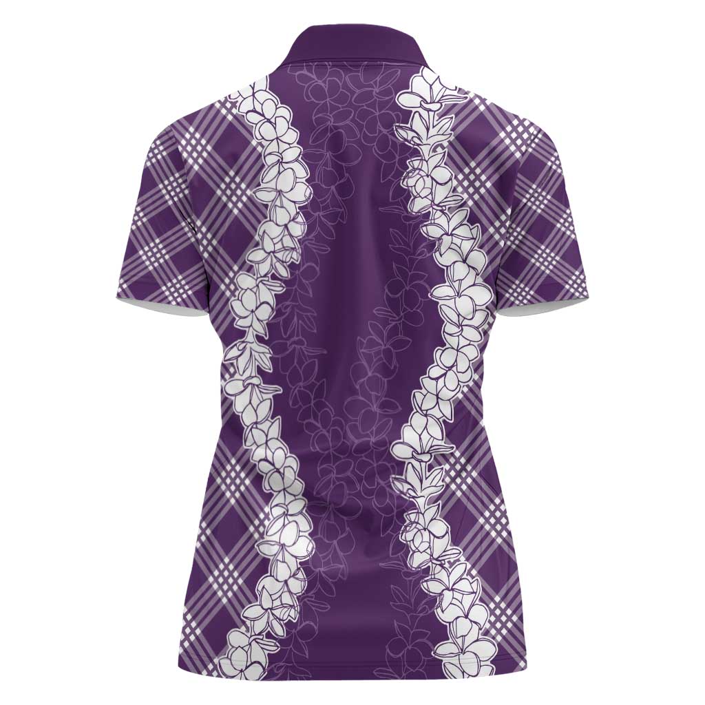 Hawaii Aloha Plumeria Lei Violet Palaka Women Polo Shirt - Polynesian Pride