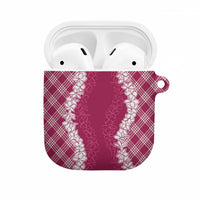 Hawaii Aloha Plumeria Lei Fuschia Palaka AirPods Case LT7 Fuschia - Polynesian Pride
