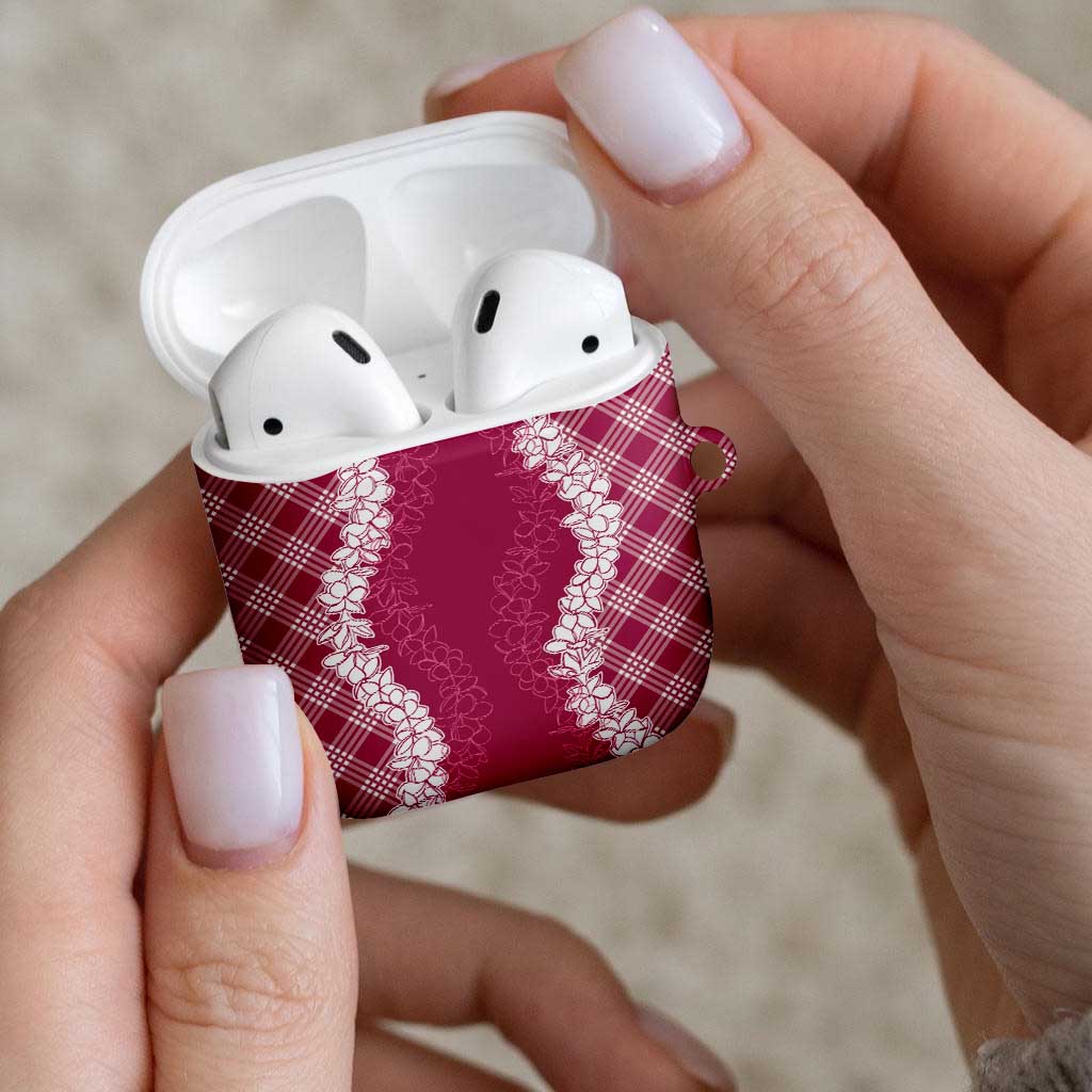 Hawaii Aloha Plumeria Lei Fuschia Palaka AirPods Case LT7 - Polynesian Pride