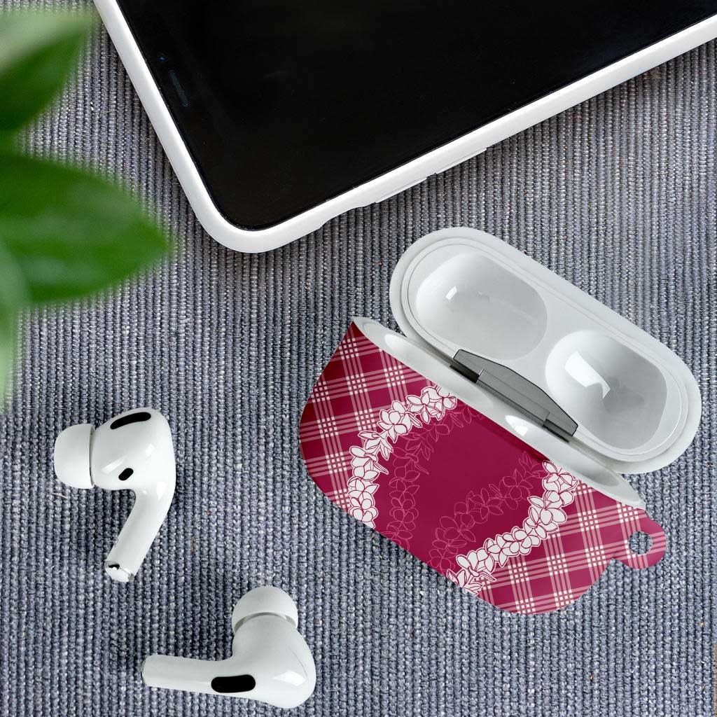 Hawaii Aloha Plumeria Lei Fuschia Palaka AirPods Case LT7 - Polynesian Pride