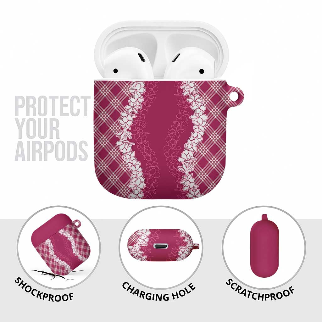 Hawaii Aloha Plumeria Lei Fuschia Palaka AirPods Case LT7 - Polynesian Pride