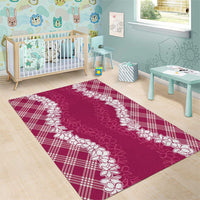 Hawaii Aloha Plumeria Lei Fuschia Palaka Area Rug - Polynesian Pride