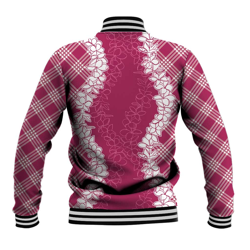 Hawaii Aloha Plumeria Lei Fuschia Palaka Baseball Jacket LT7 - Polynesian Pride