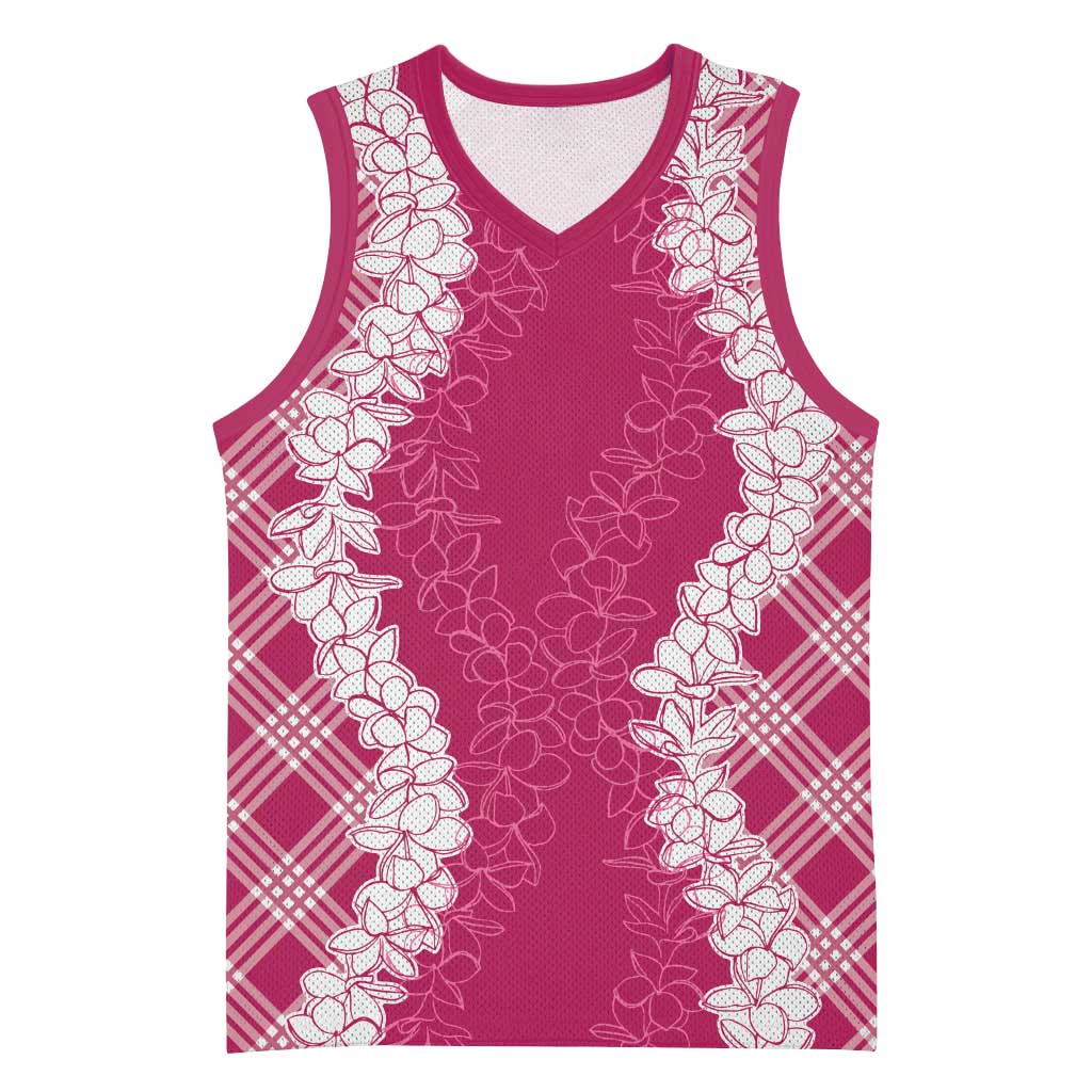 Hawaii Aloha Plumeria Lei Fuschia Palaka Basketball Jersey LT7 Unisex Fuschia - Polynesian Pride