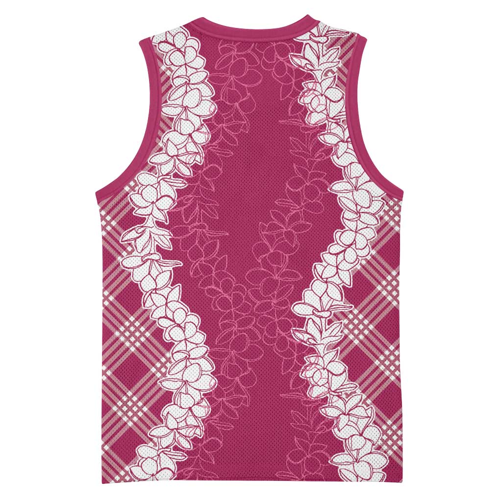 Hawaii Aloha Plumeria Lei Fuschia Palaka Basketball Jersey LT7 - Polynesian Pride