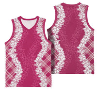 Hawaii Aloha Plumeria Lei Fuschia Palaka Basketball Jersey LT7 - Polynesian Pride