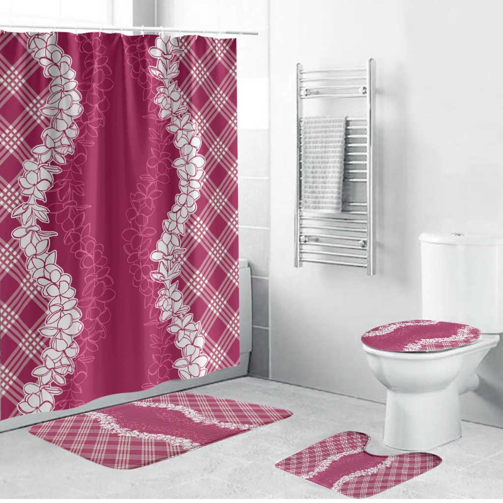 Hawaii Aloha Plumeria Lei Fuschia Palaka Bathroom Set - Polynesian Pride