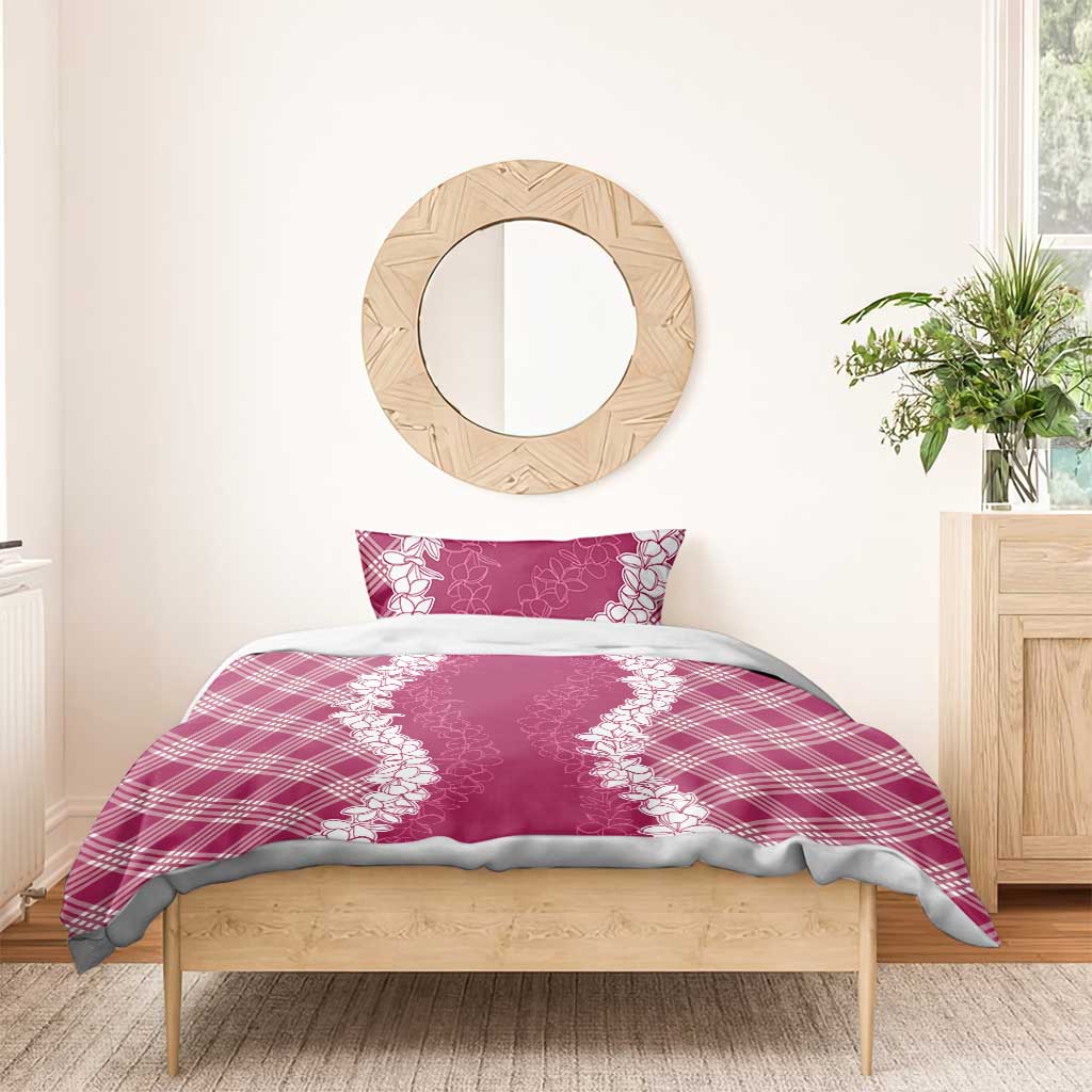 Hawaii Aloha Plumeria Lei Fuschia Palaka Bedding Set - Polynesian Pride