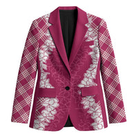 Hawaii Aloha Plumeria Lei Fuschia Palaka Blazer LT7 Unisex Fuschia - Polynesian Pride