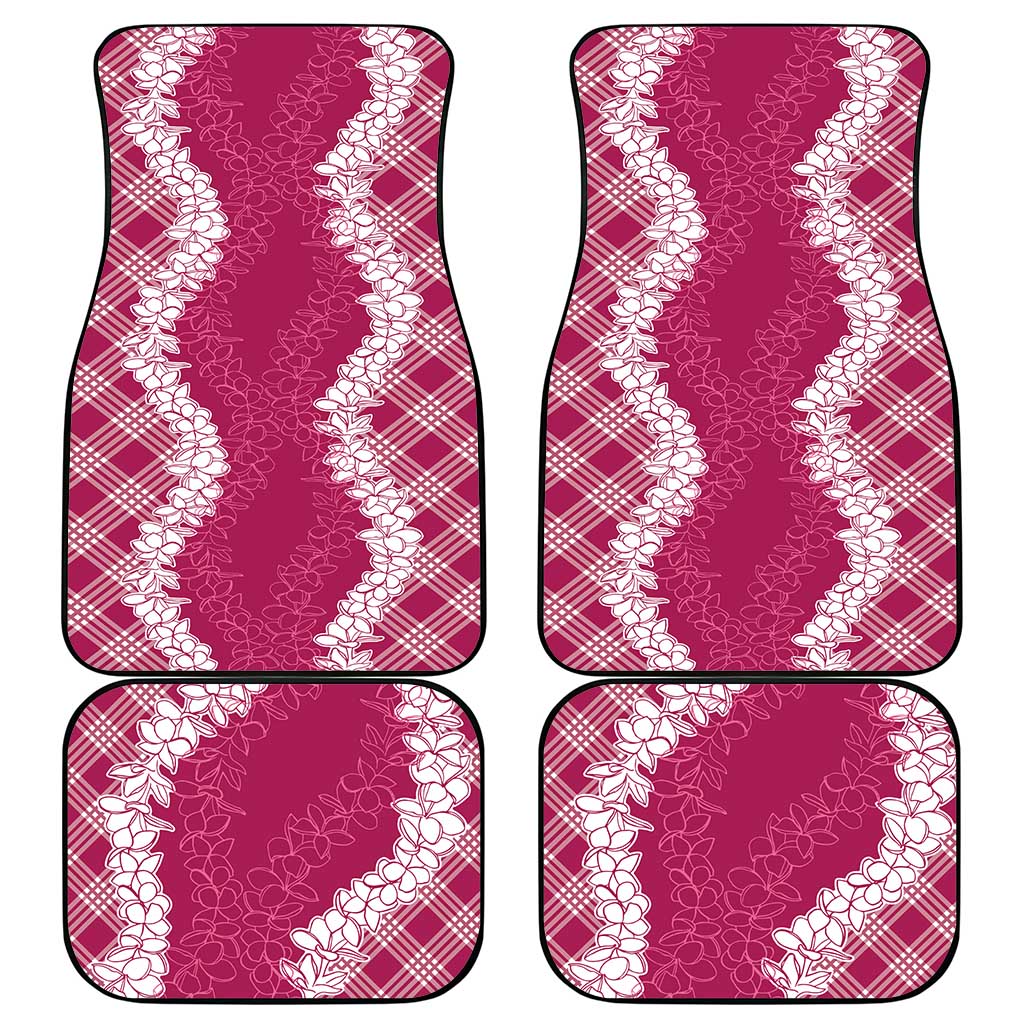 Hawaii Aloha Plumeria Lei Fuschia Palaka Car Mats - Polynesian Pride