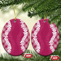 Hawaii Aloha Plumeria Lei Fuschia Palaka Ceramic Ornament - Polynesian Pride