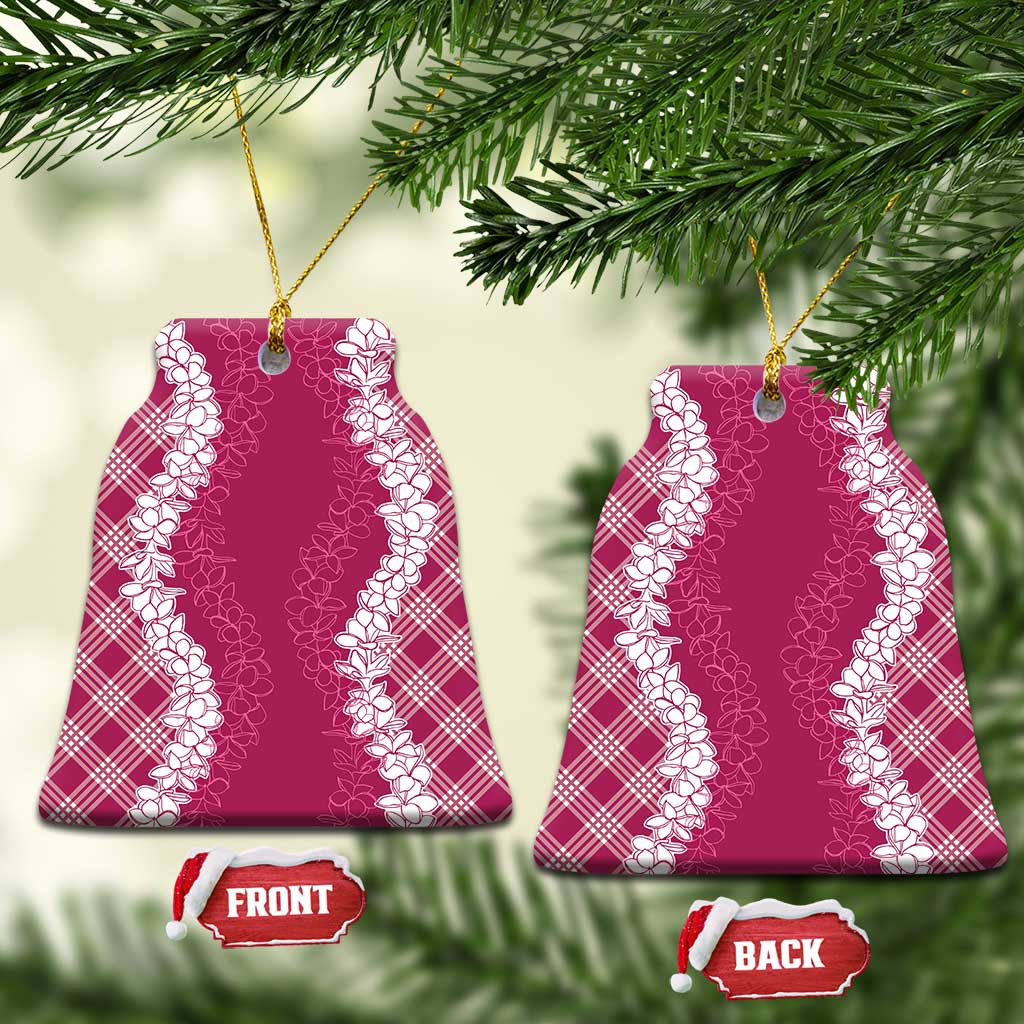 Hawaii Aloha Plumeria Lei Fuschia Palaka Ceramic Ornament - Polynesian Pride