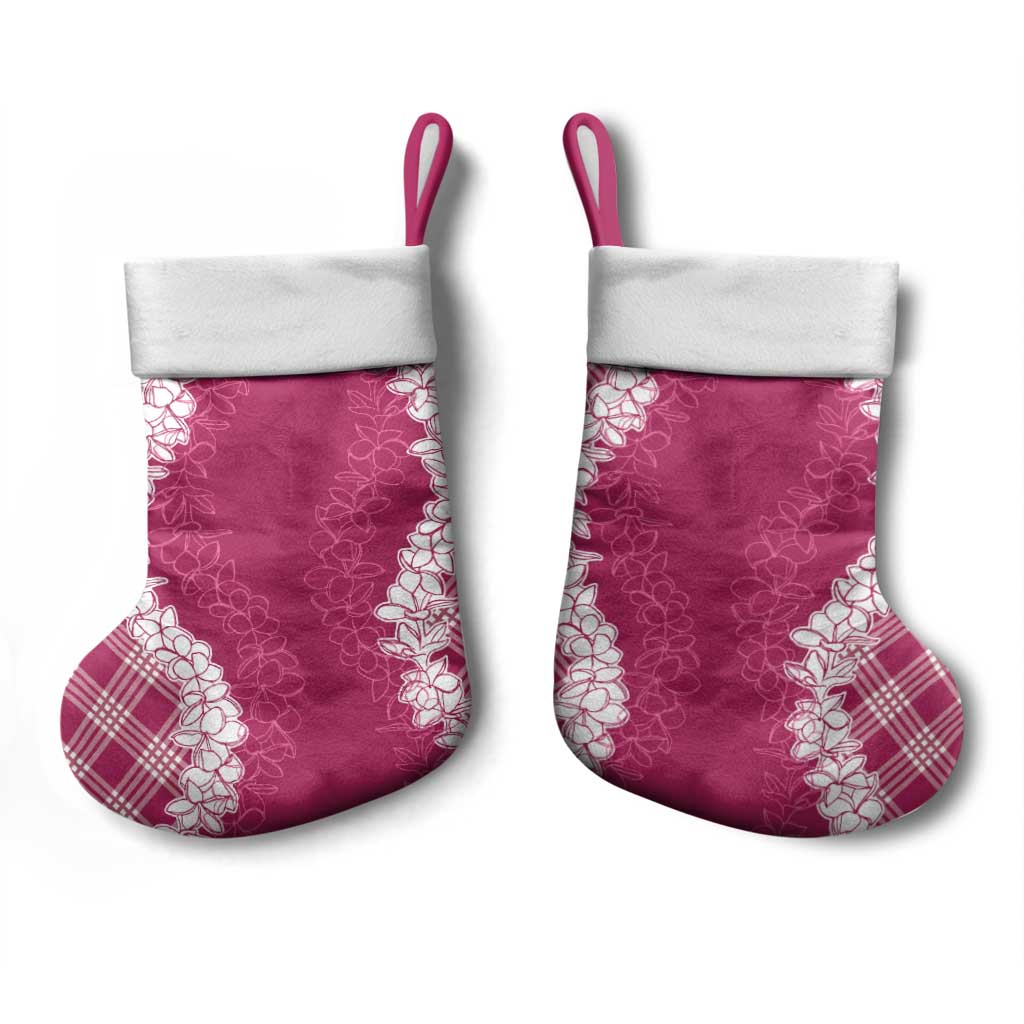 Hawaii Aloha Plumeria Lei Fuschia Palaka Christmas Stocking - Polynesian Pride