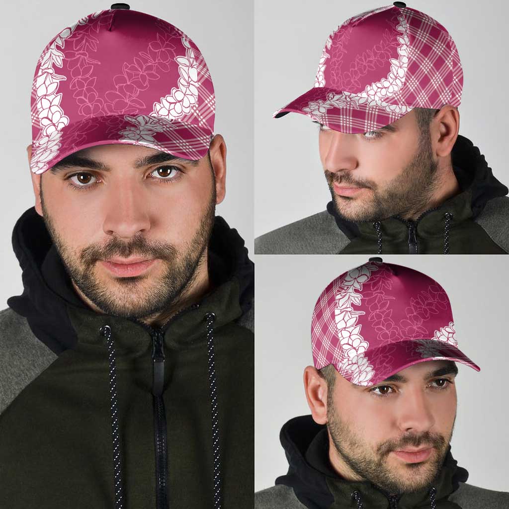 Hawaii Aloha Plumeria Lei Fuschia Palaka Classic Cap - Polynesian Pride