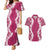Hawaii Aloha Plumeria Lei Fuschia Palaka Couples Matching Mermaid Dress and Hawaiian Shirt - Polynesian Pride