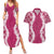 Hawaii Aloha Plumeria Lei Fuschia Palaka Couples Matching Summer Maxi Dress and Hawaiian Shirt - Polynesian Pride